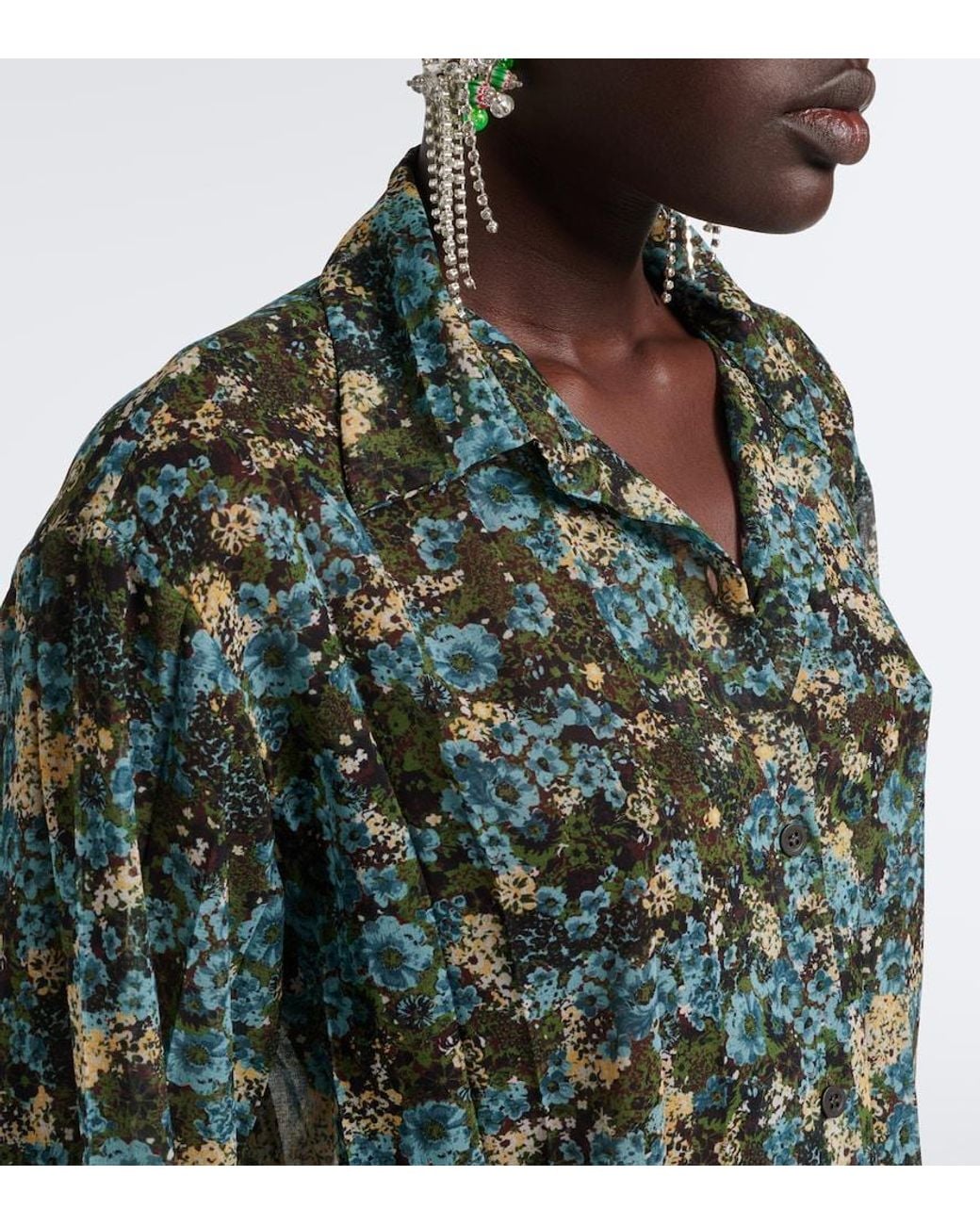 Dries Van Noten Green Floral Shirt