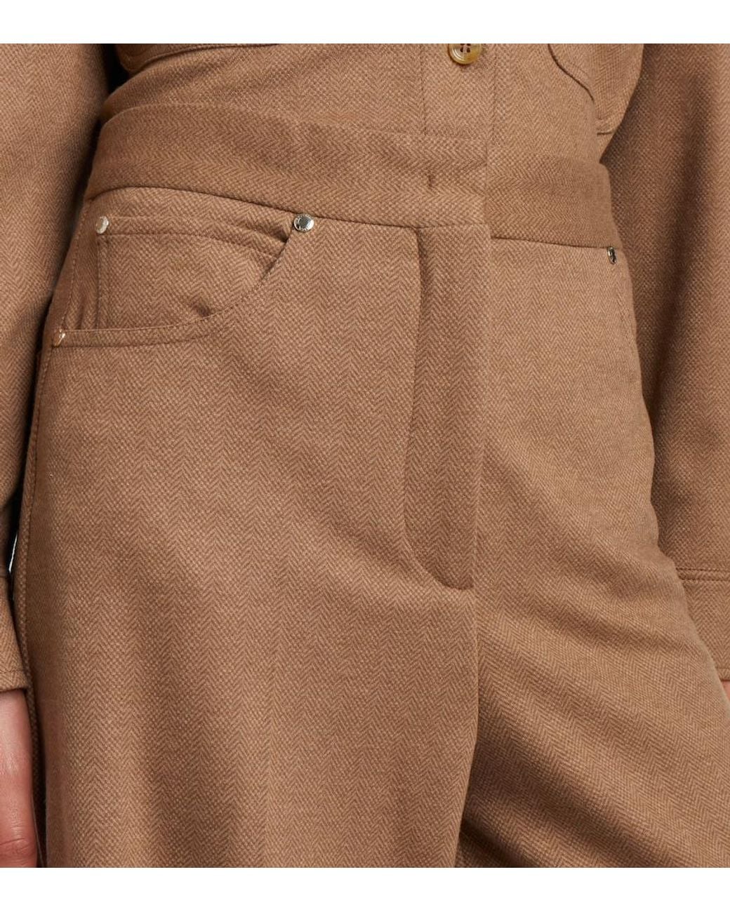Max Mara Natural Camel Hair And Wool-Blend Wide-Leg Pants