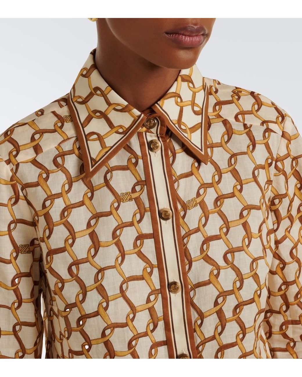 Zimmermann Natural Printed Ramie Shirt