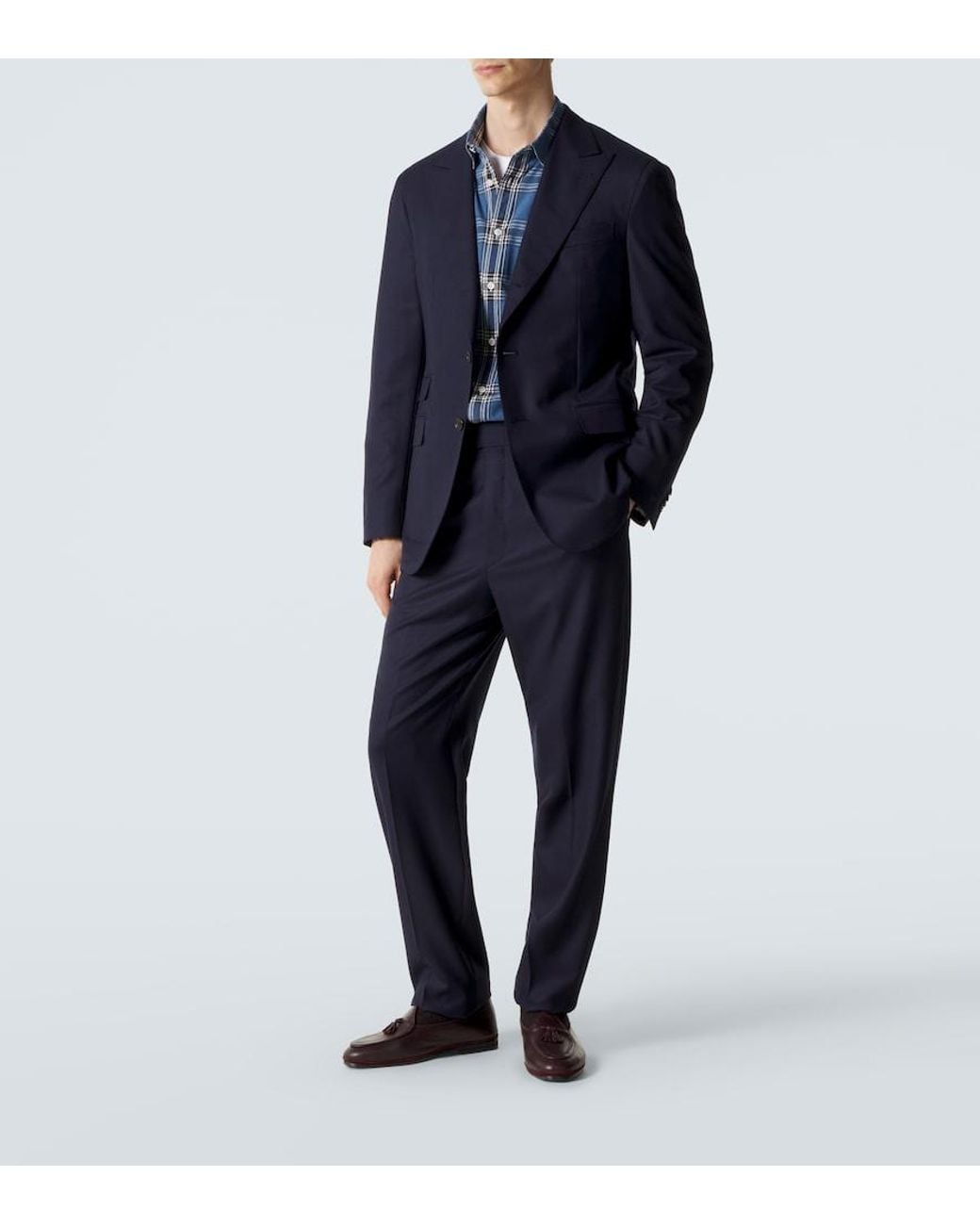 Dunhill Blue Plaid Cotton Shirt for men