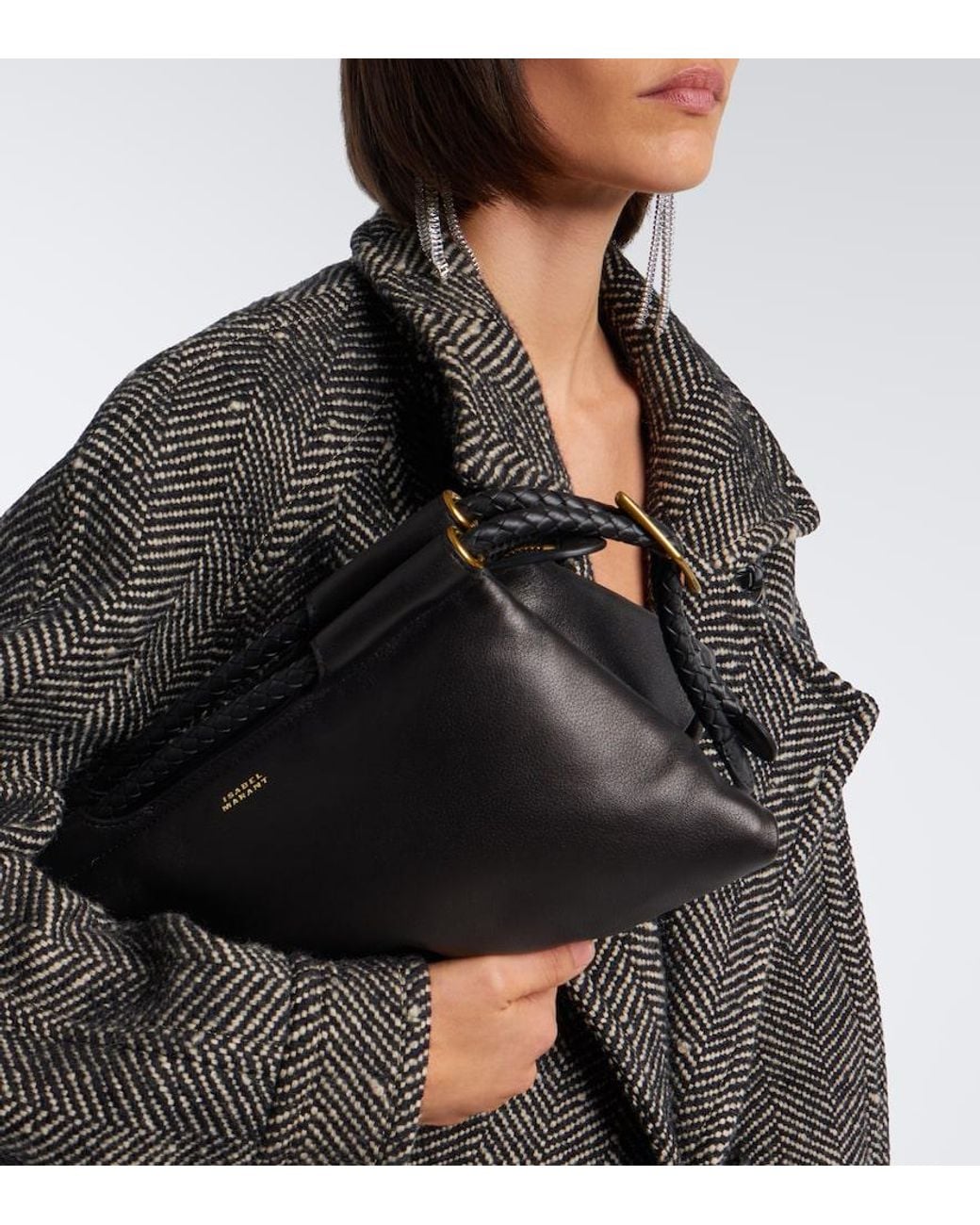 Isabel Marant Black Pipa Medium Leather Top-Handle Bag