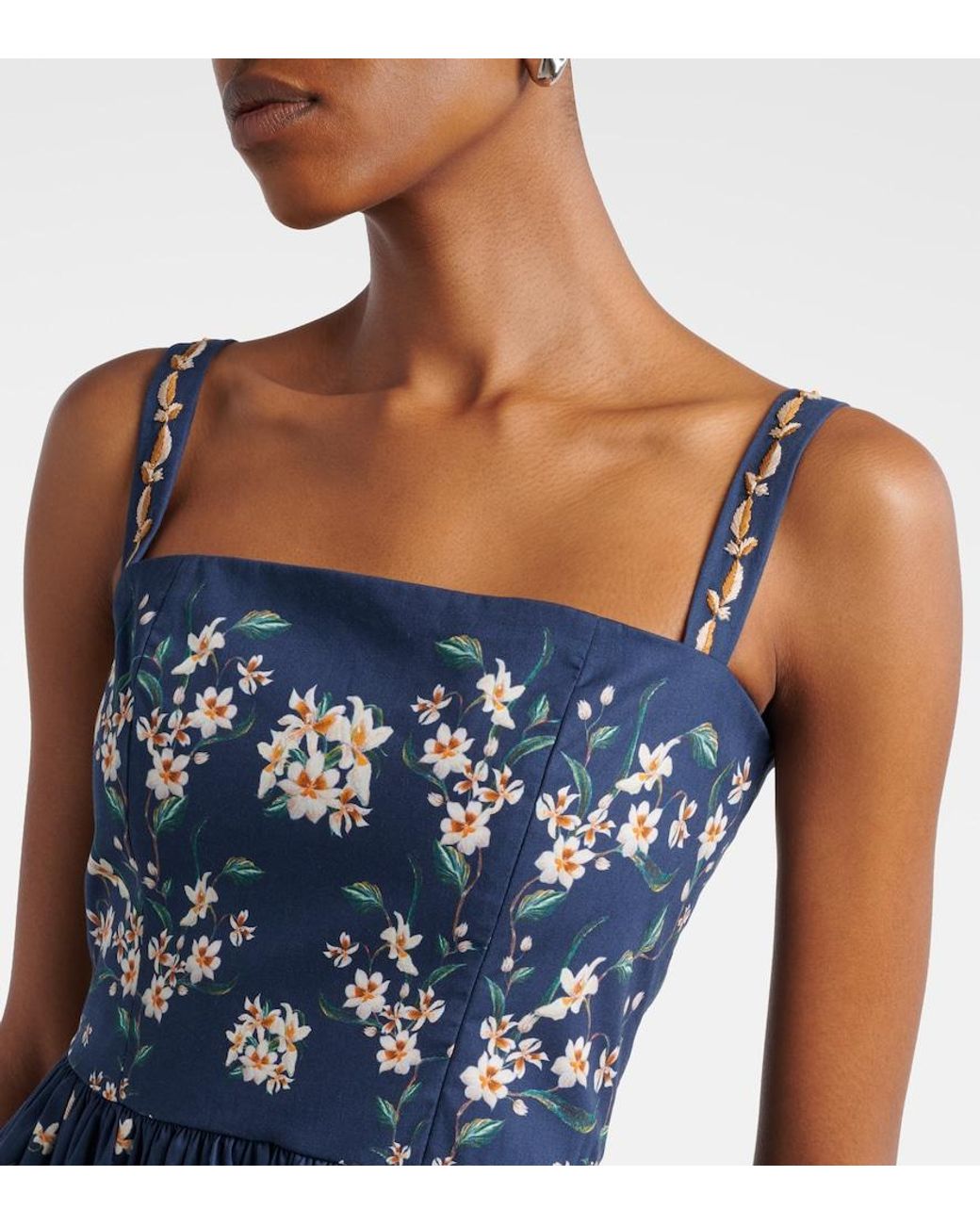 Agua Bendita Blue Lima Floral Cotton Minidress