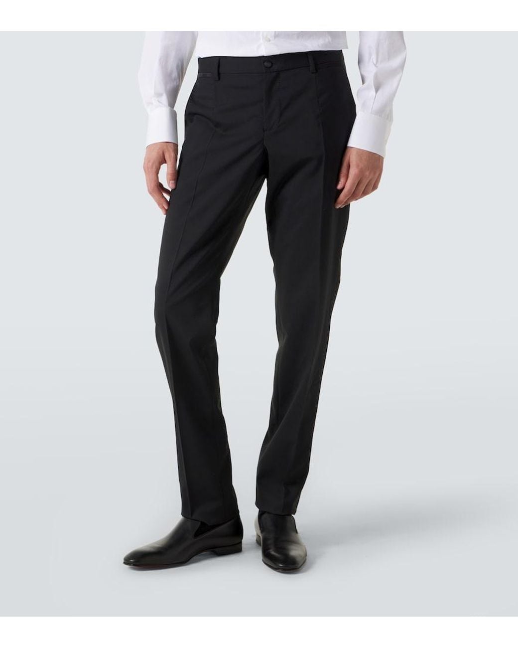 Dolce & Gabbana Black Wool And Silk-Blend Tuxedo Pants for men