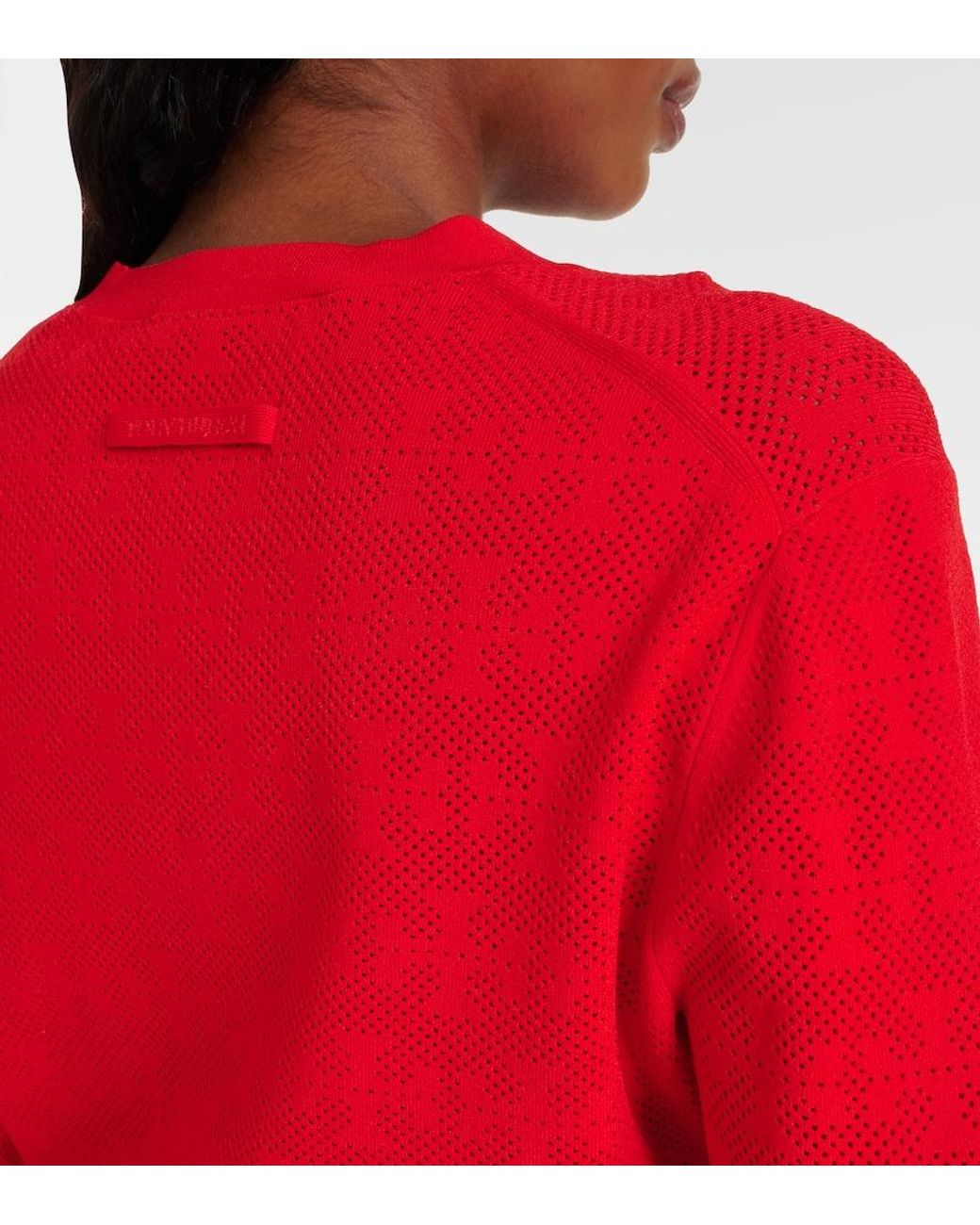 Tory Burch Red T Monogram Jacquard Cardigan