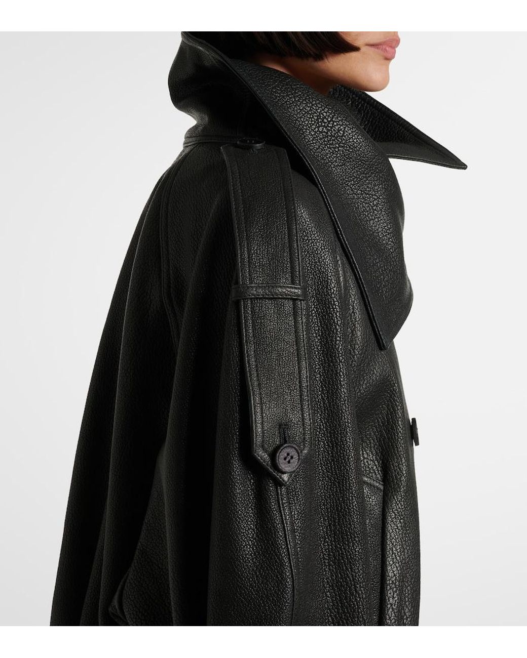 Acne Black Double-Breasted Leather Jacket