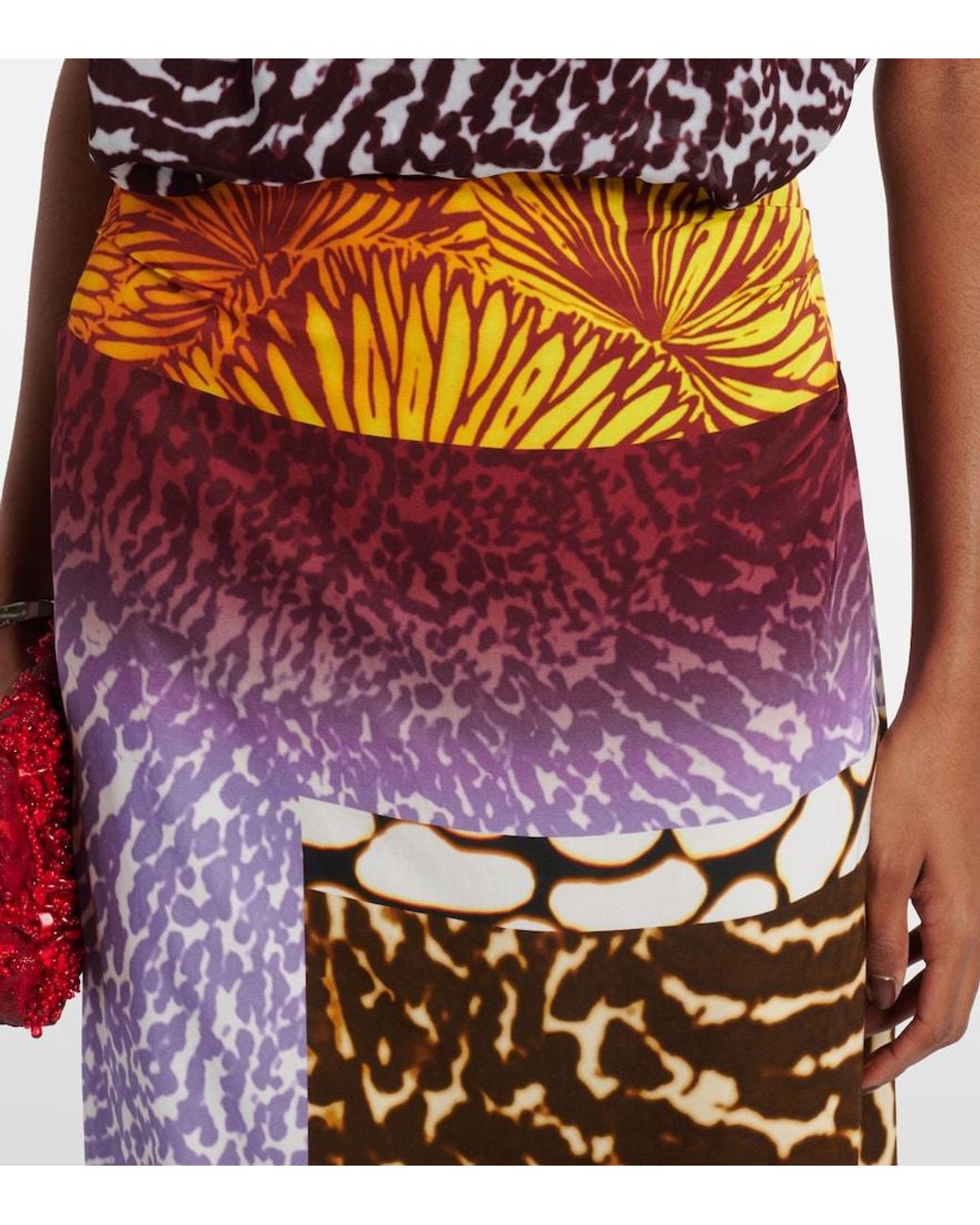 Dries Van Noten Multicolor Printed Silk Midi Skirt