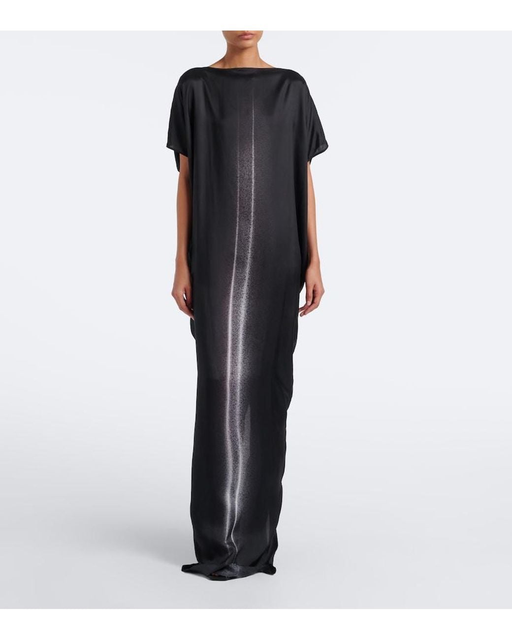 Rick Owens Black Dagger Printed Satin Maxi Dress