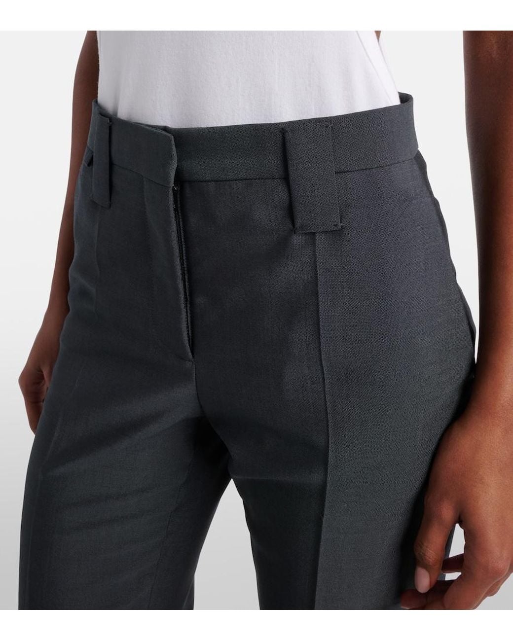 Versace Blue Wool And Mohair Tapered Pants