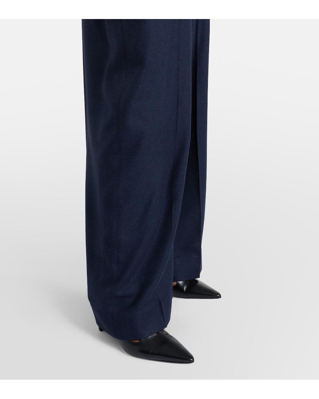 Totême  Blue Flannel Wide-Leg Pants