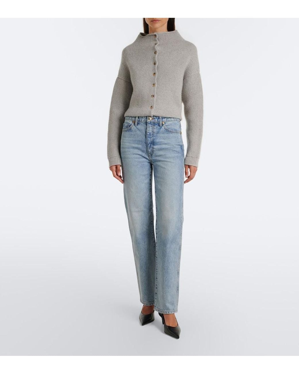 Khaite Blue High-rise Straight Jeans