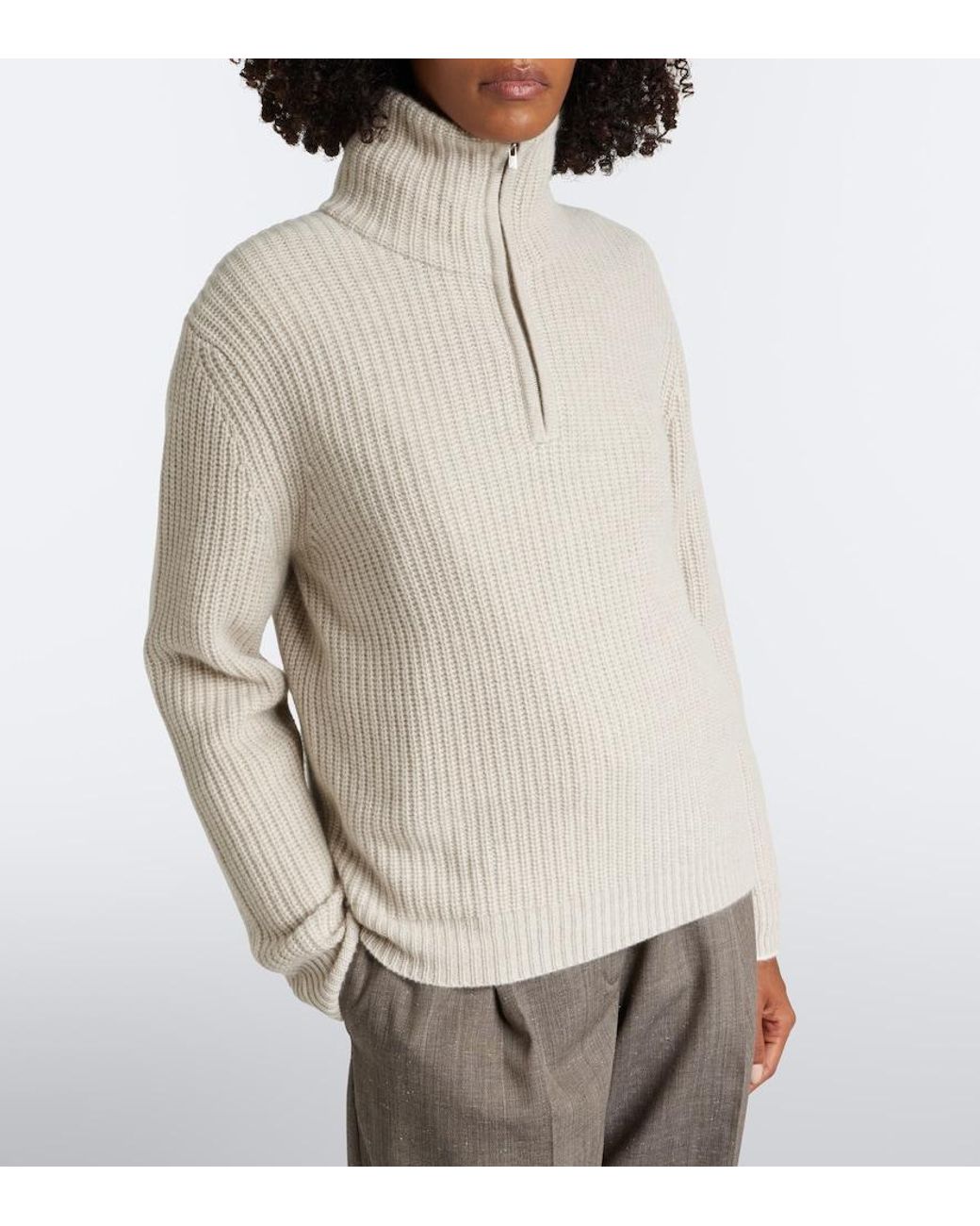 arch4 Natural Saatchi Cashmere Zip-Up Sweater