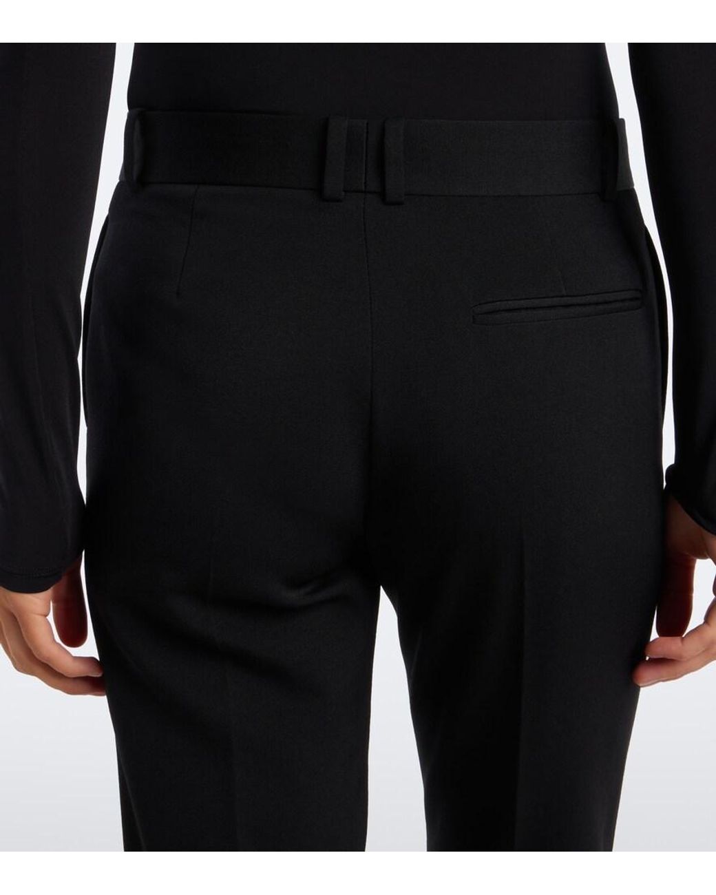 The Row Black Kloe Wool Straight Pants