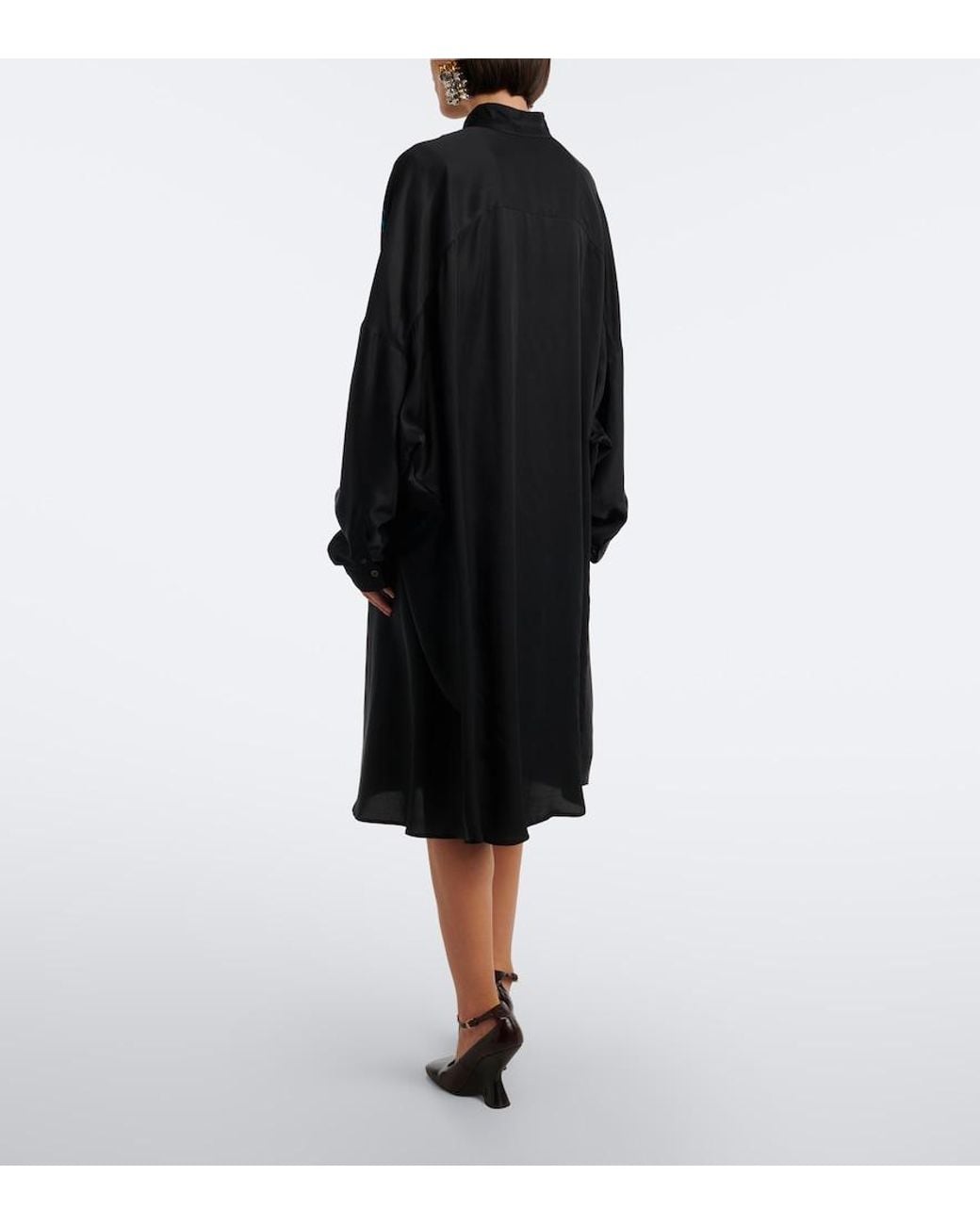 Dries Van Noten Black Floral Shirt Dress