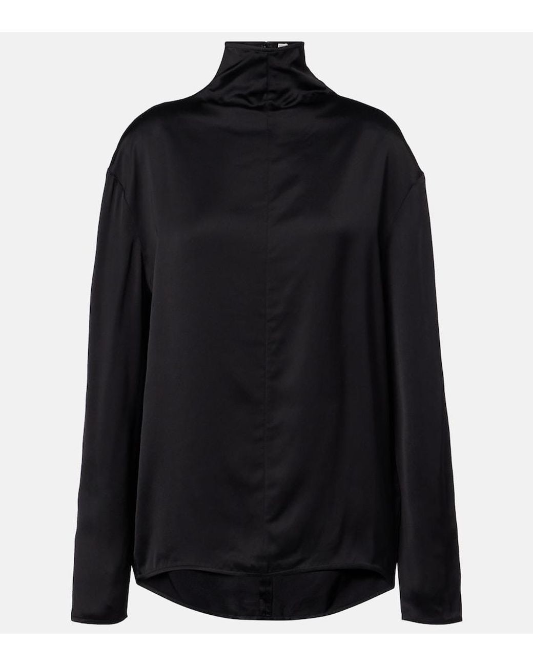 Totême Black Turtleneck Satin Top