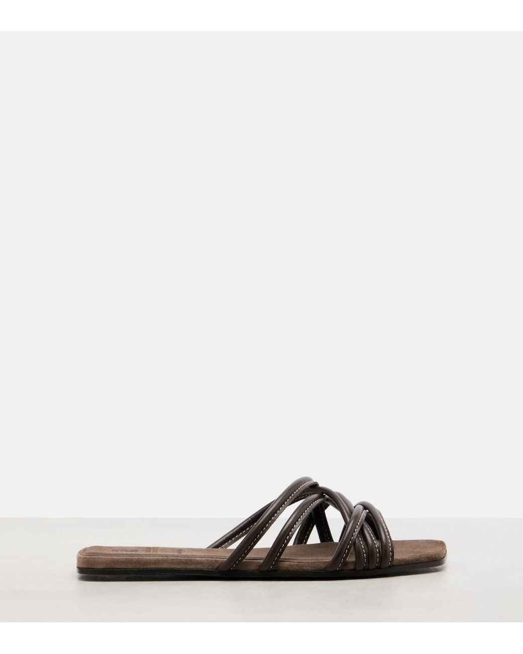 Brunello Cucinelli Brown Leather Slides