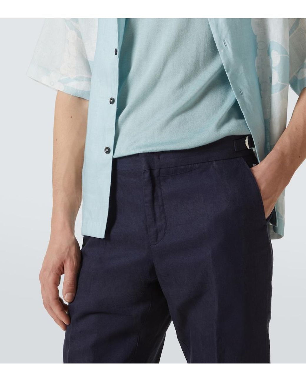 Orlebar Brown Blue Griffon Linen Pants for men