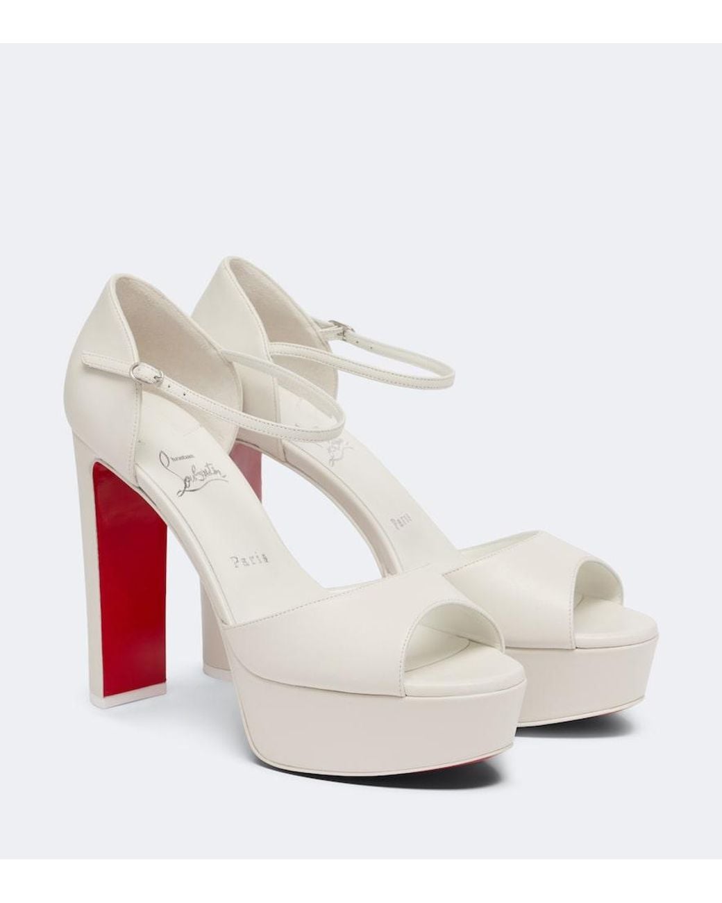 Christian Louboutin White Sandaloo Leather Platform Sandals