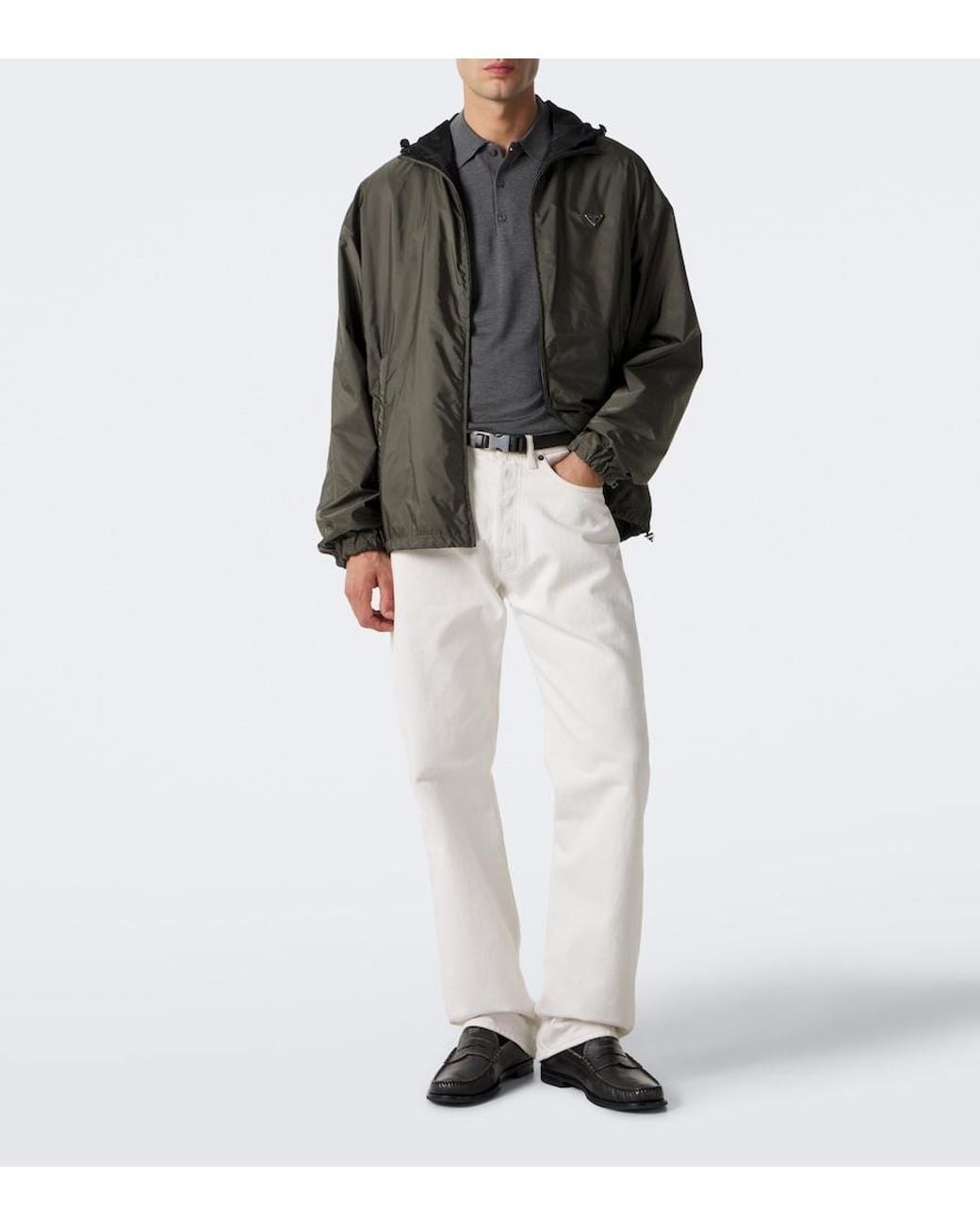 Prada Gray Cashmere And Silk Polo Shirt for men