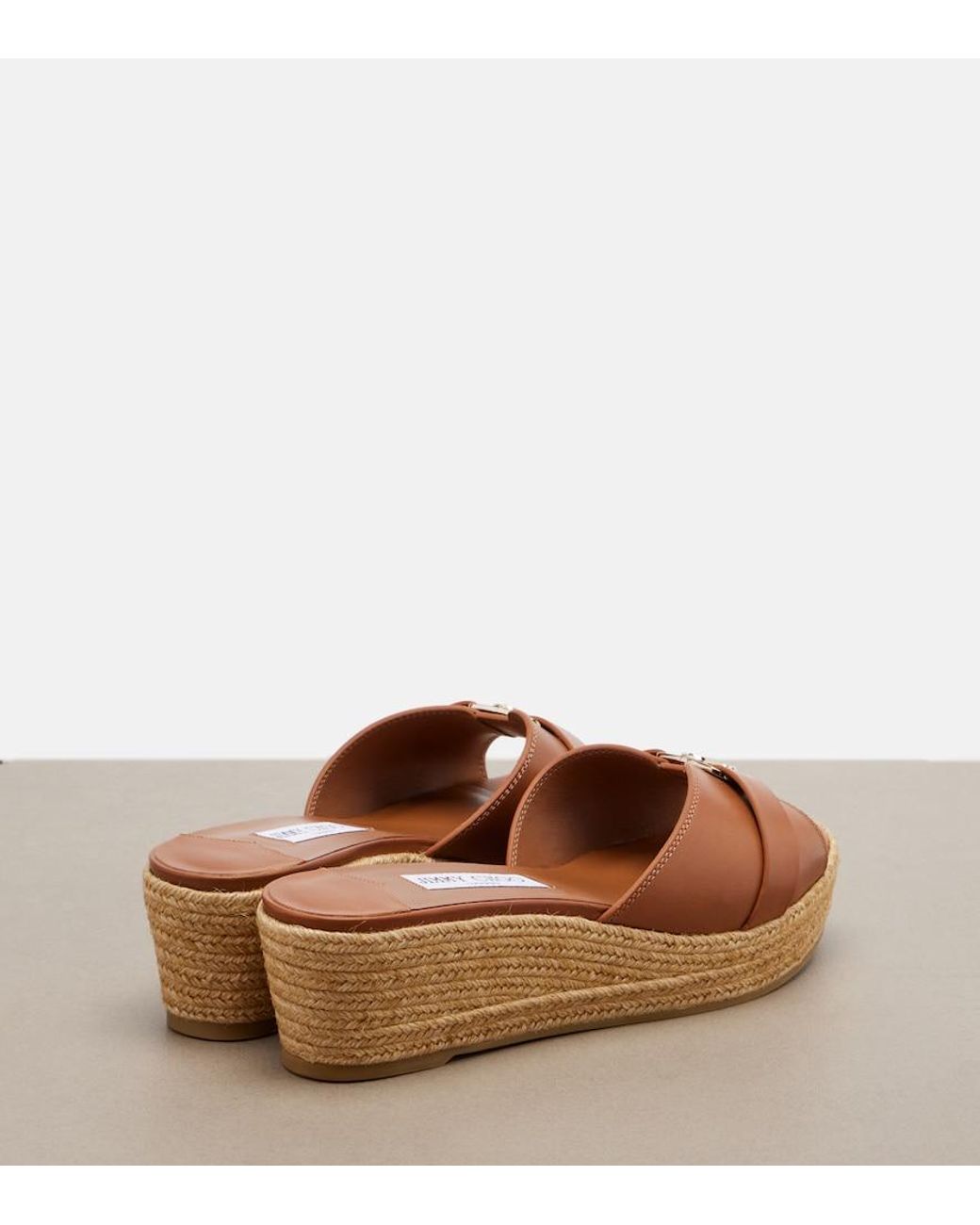 Jimmy Choo Brown Leda Leather Espadrille Wedges