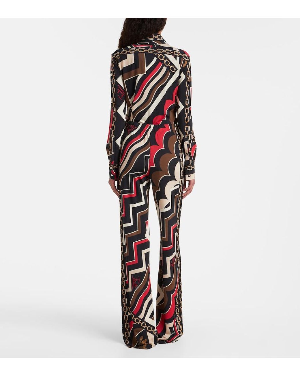 Emilio Pucci Multicolor Printed Jersey Satin Straight Pants