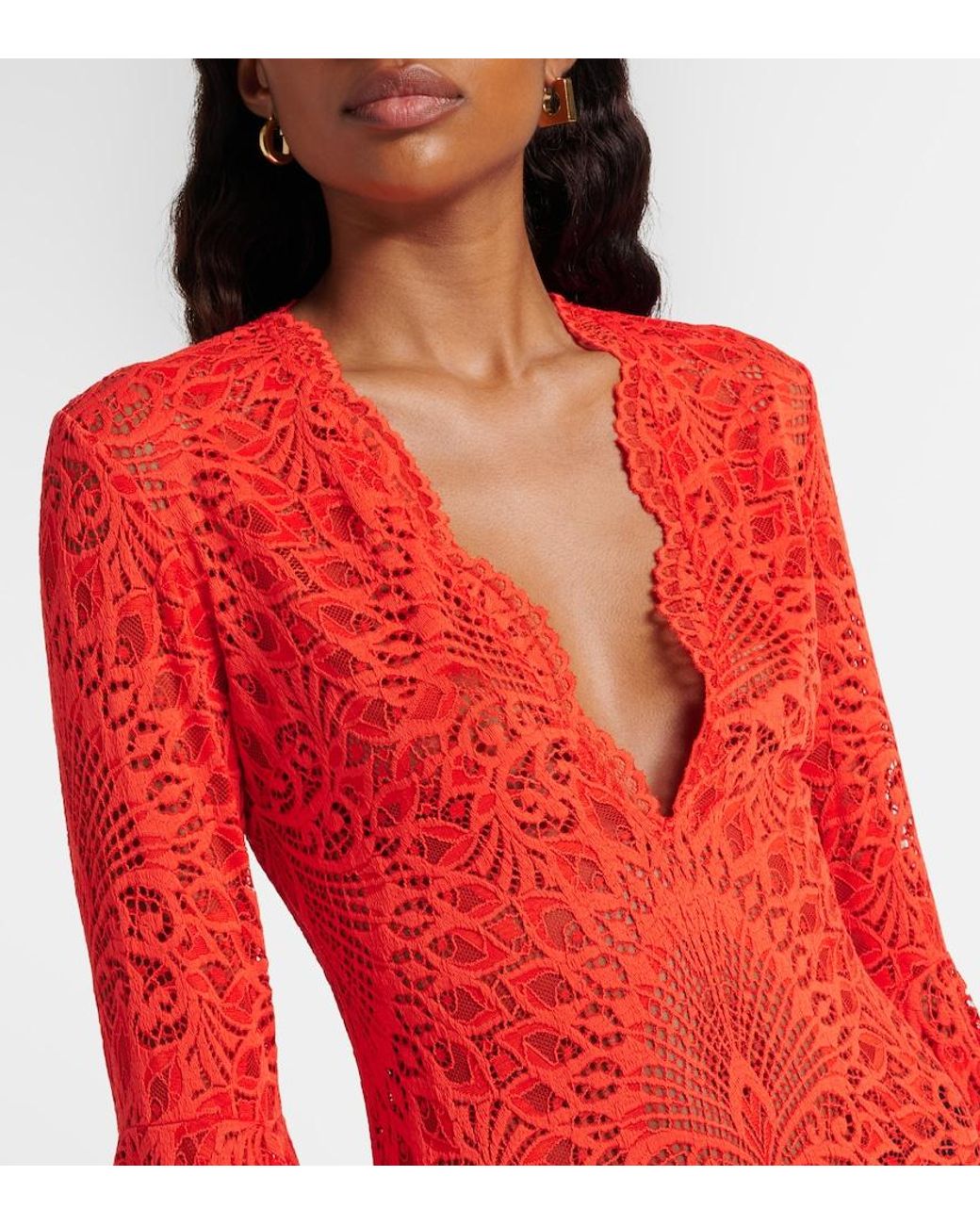 Alexandra Miro Red Kara Lace Beach Dress