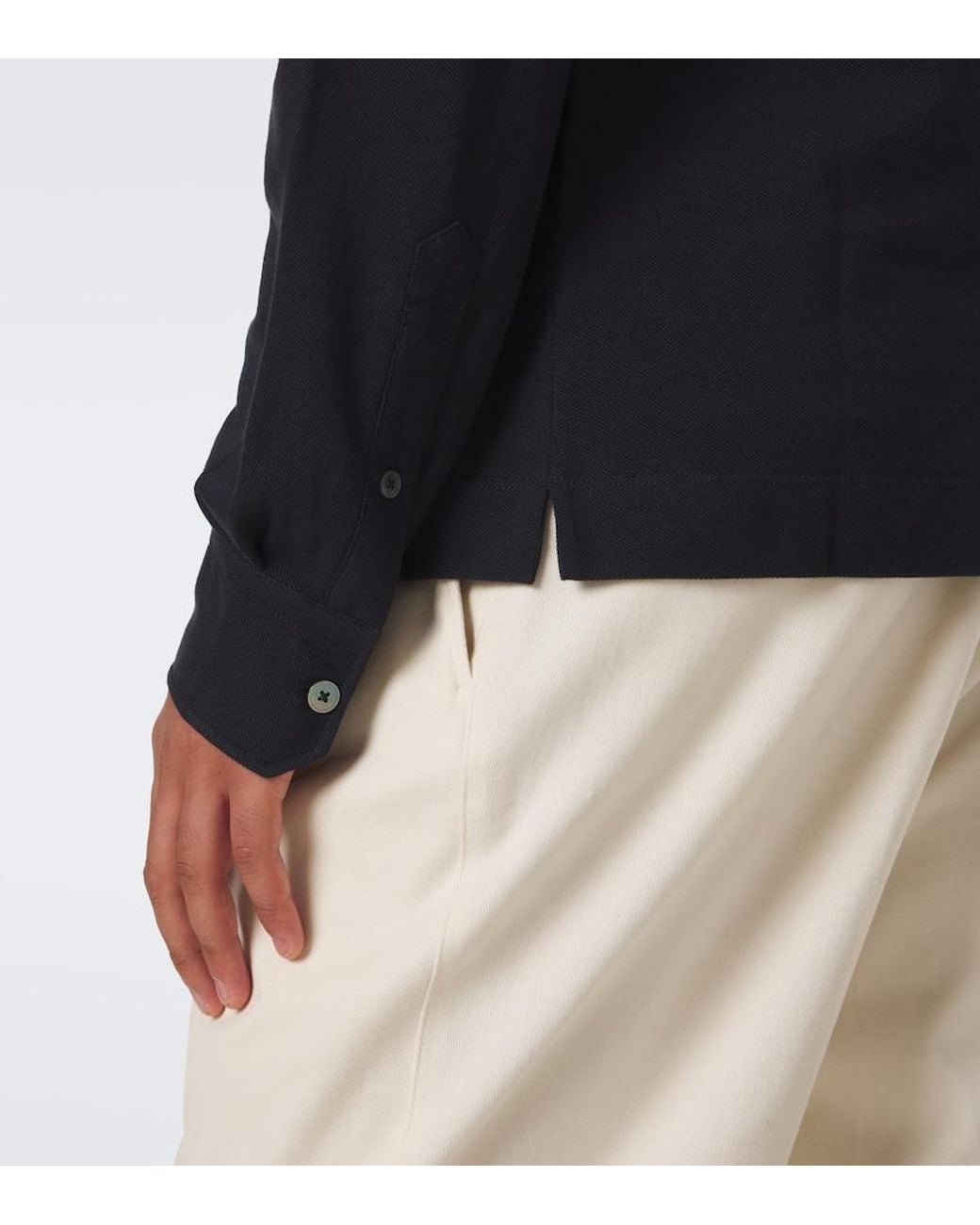 Zegna Blue Cotton Pique Polo Shirt for men
