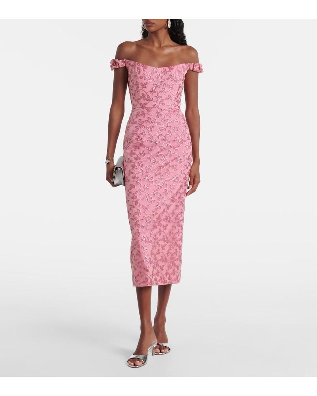 Markarian Pink Amina Sequined Midi Dress