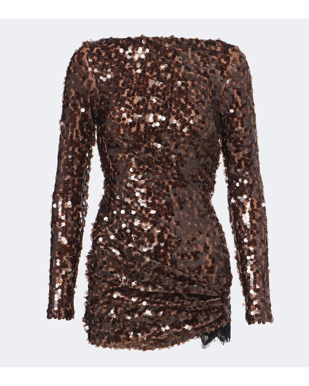 Christopher Esber Brown Opaline Sequined Open-Back Minidress