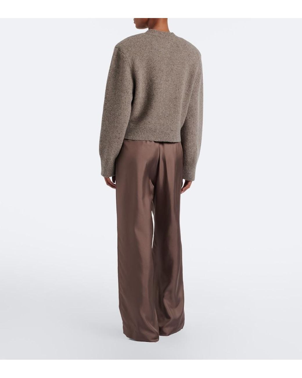 Rohe Brown Silk Satin Wide-Leg Pants
