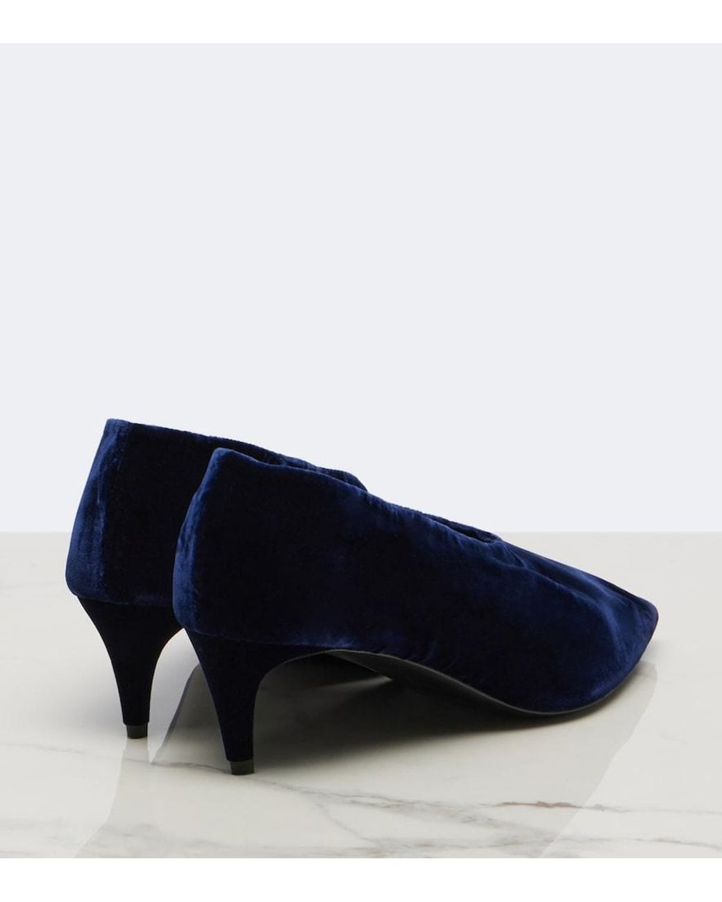 Khaite Blue Miriam Velvet Pumps