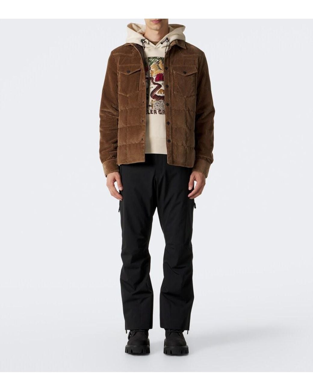 Moncler White Printed Cotton-Blend Jersey Hoodie for men