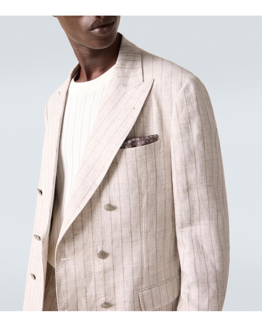 Brunello Cucinelli White Ribbed-Knit Cotton Sweater for men