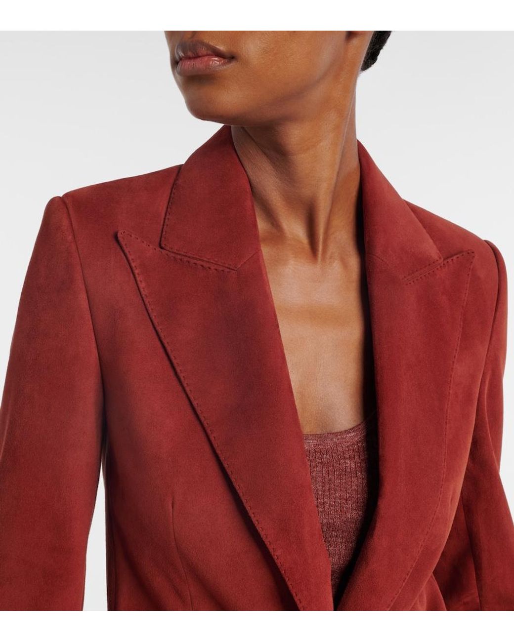 Gabriela Hearst Red Leiva Suede Blazer