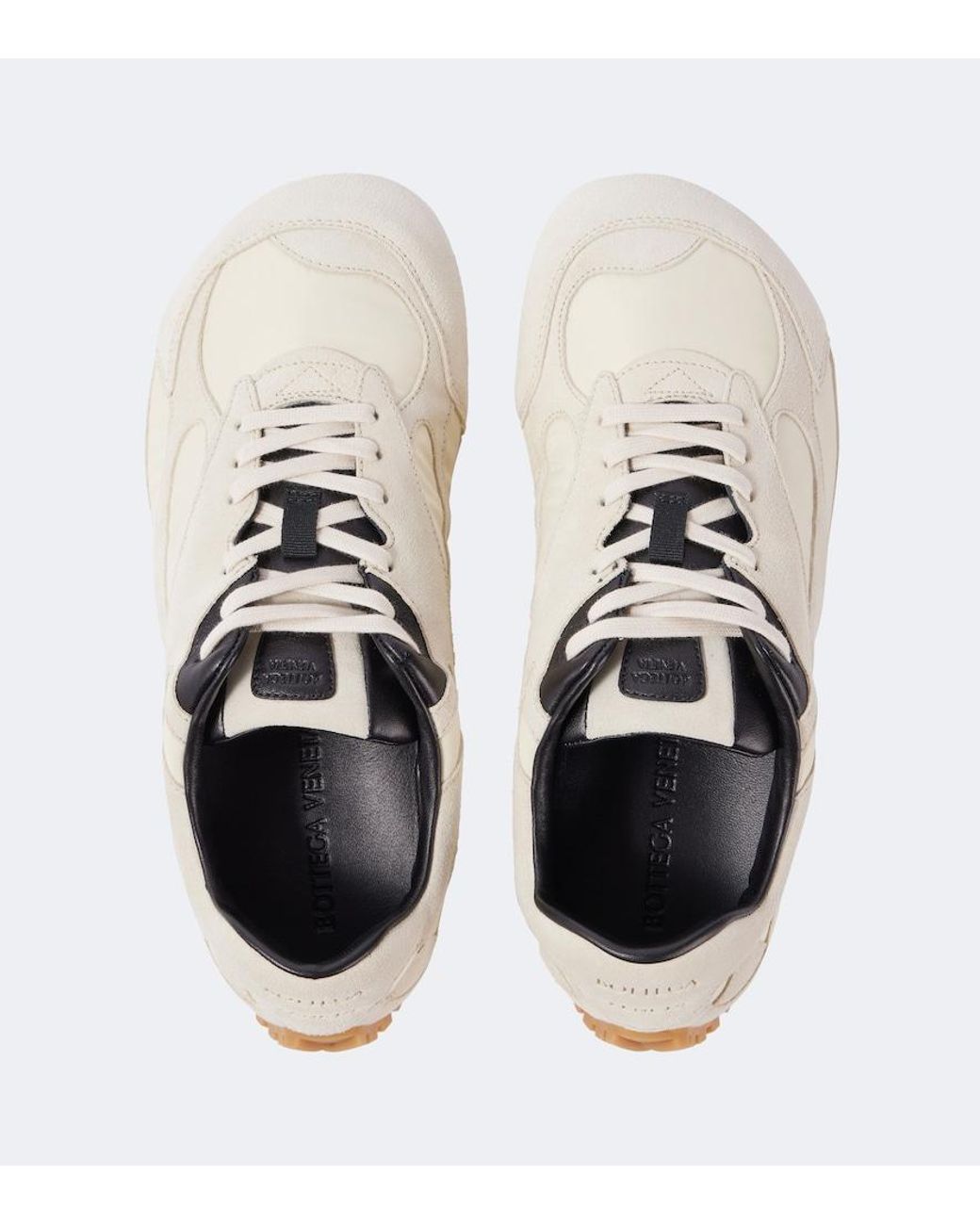 Bottega Veneta White Orbit Flash Suede-Trimmed Sneakers for men