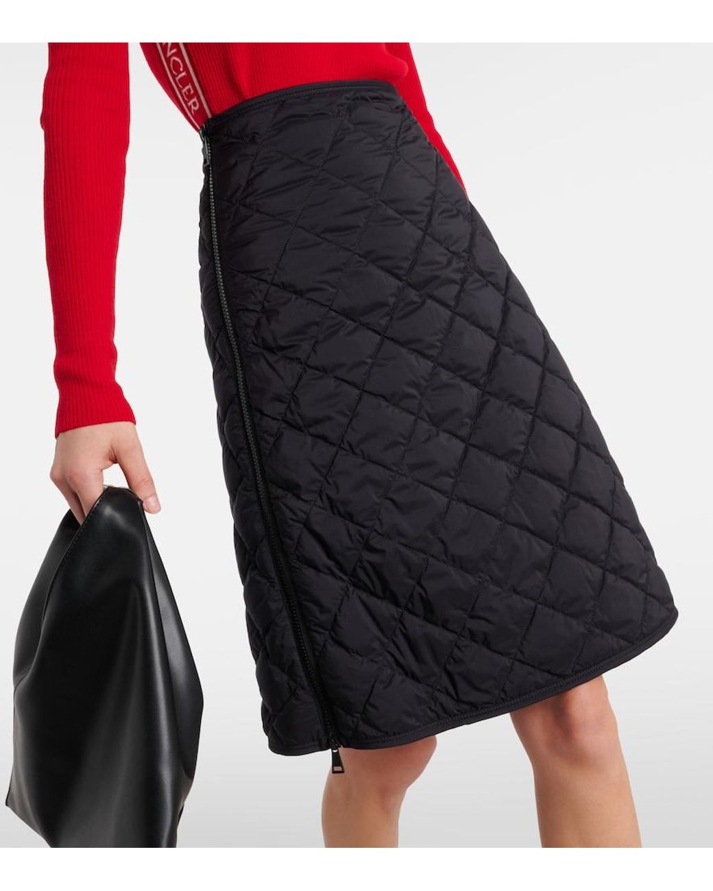 Moncler Black Quilted High-Rise Down Skirt