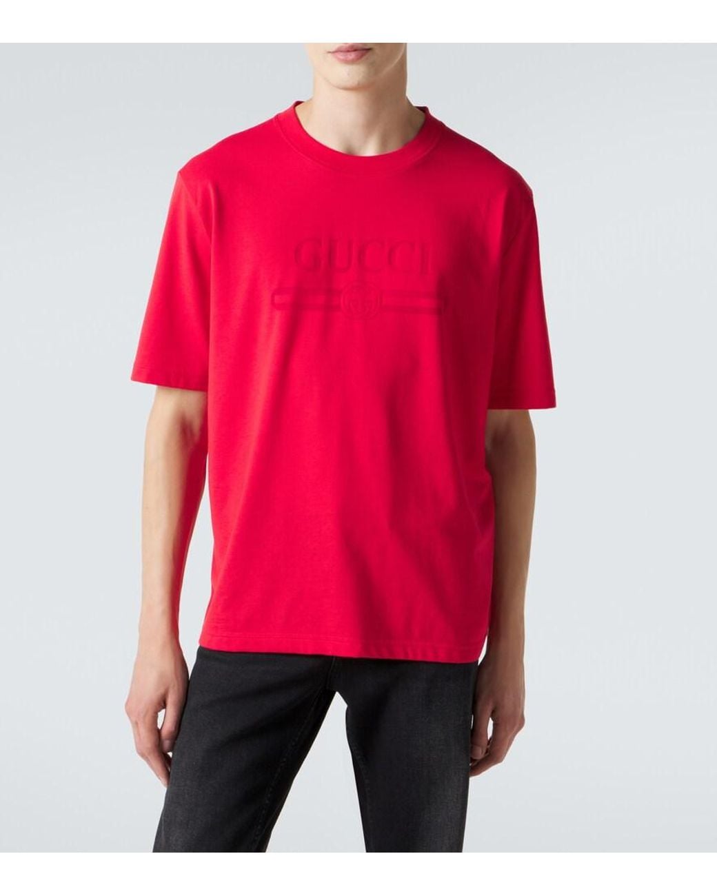 Gucci Pink Logo Cotton-Blend Jersey T-Shirt for men