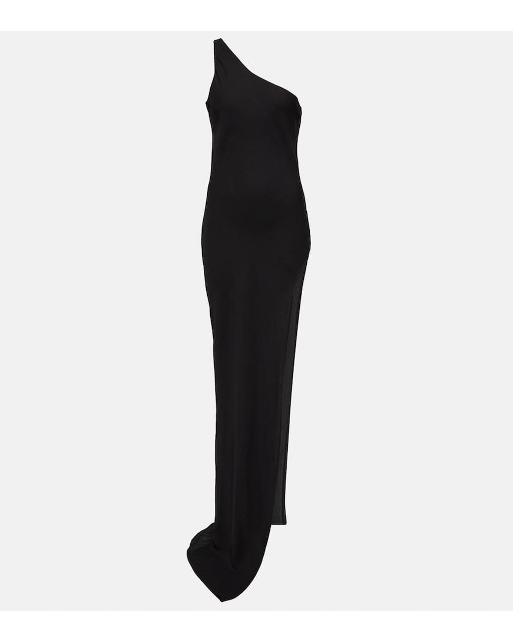 Monot Black One-Shoulder Chiffon Maxi Dress