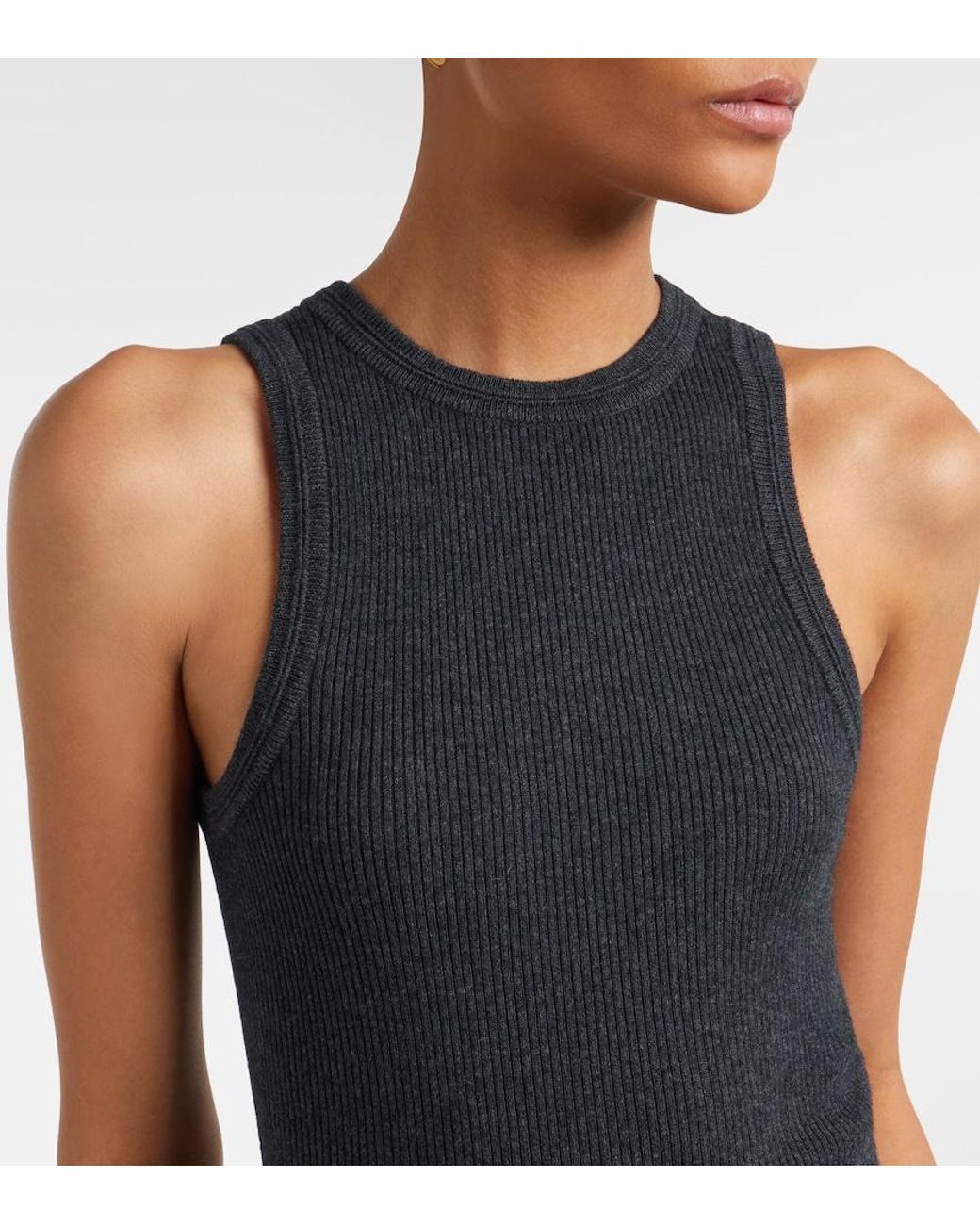 Lisa Yang Black Amya Ribbed-Knit Cotton And Cashmere Tank Top