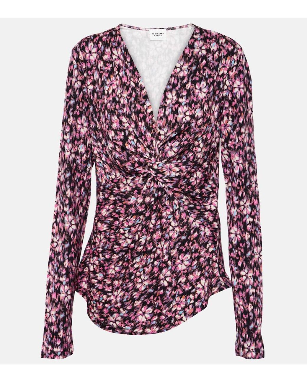 Isabel Marant Pink Lyss Ruched Jersey Top