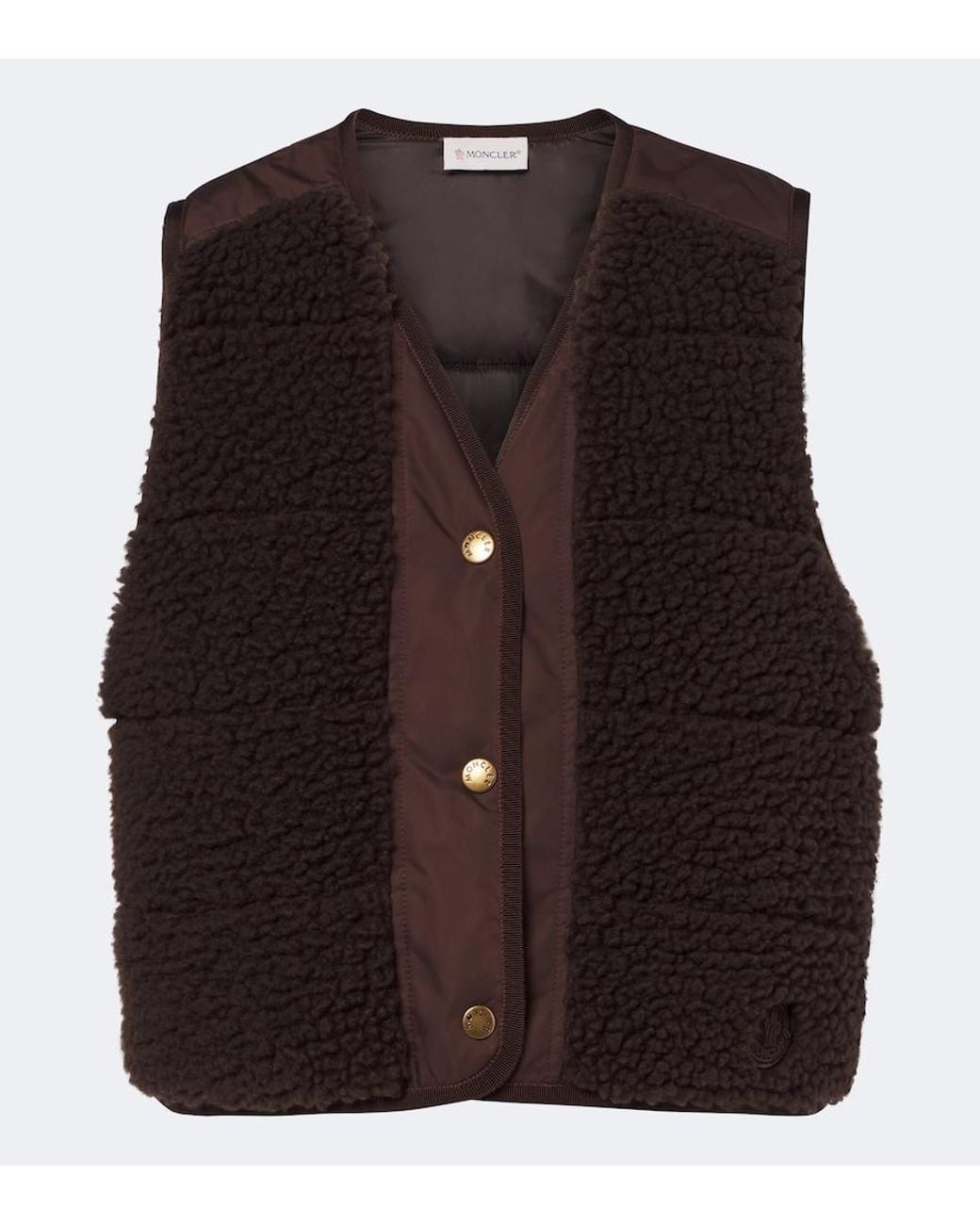 Moncler Brown Paneled Teddy Vest