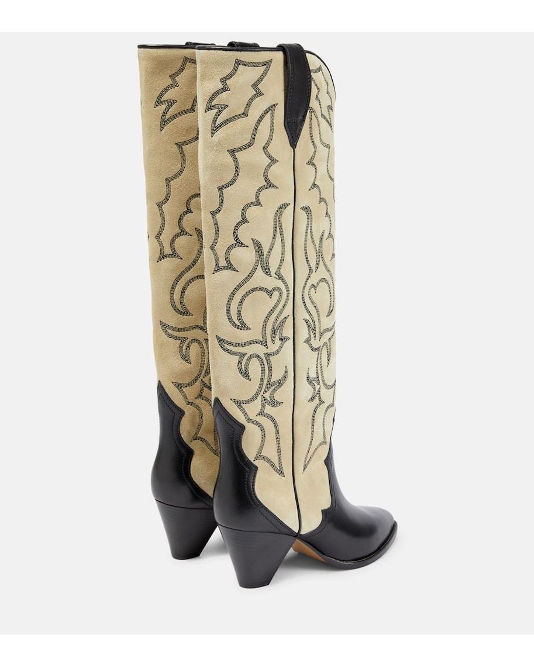 Isabel Marant Natural Leila Leather And Suede Cowboy Boots
