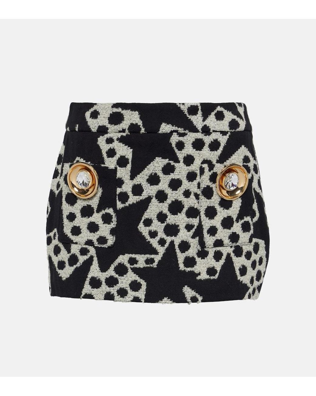 Area Black Embellished Jacquard Miniskirt