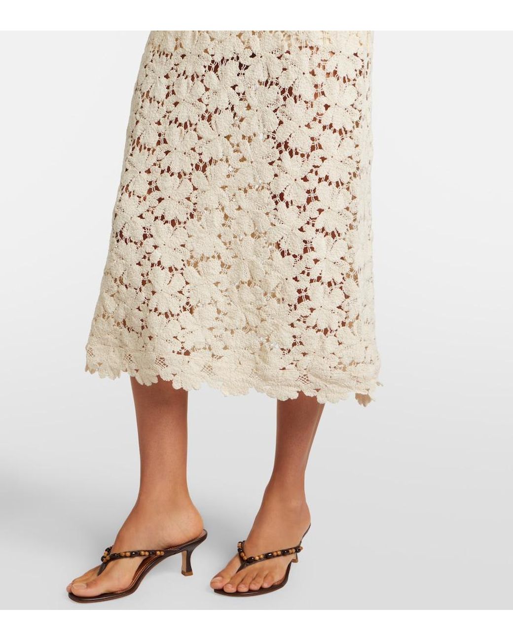 Velvet Natural Jovie Cotton-Blend Guipure Lace Midi Dress