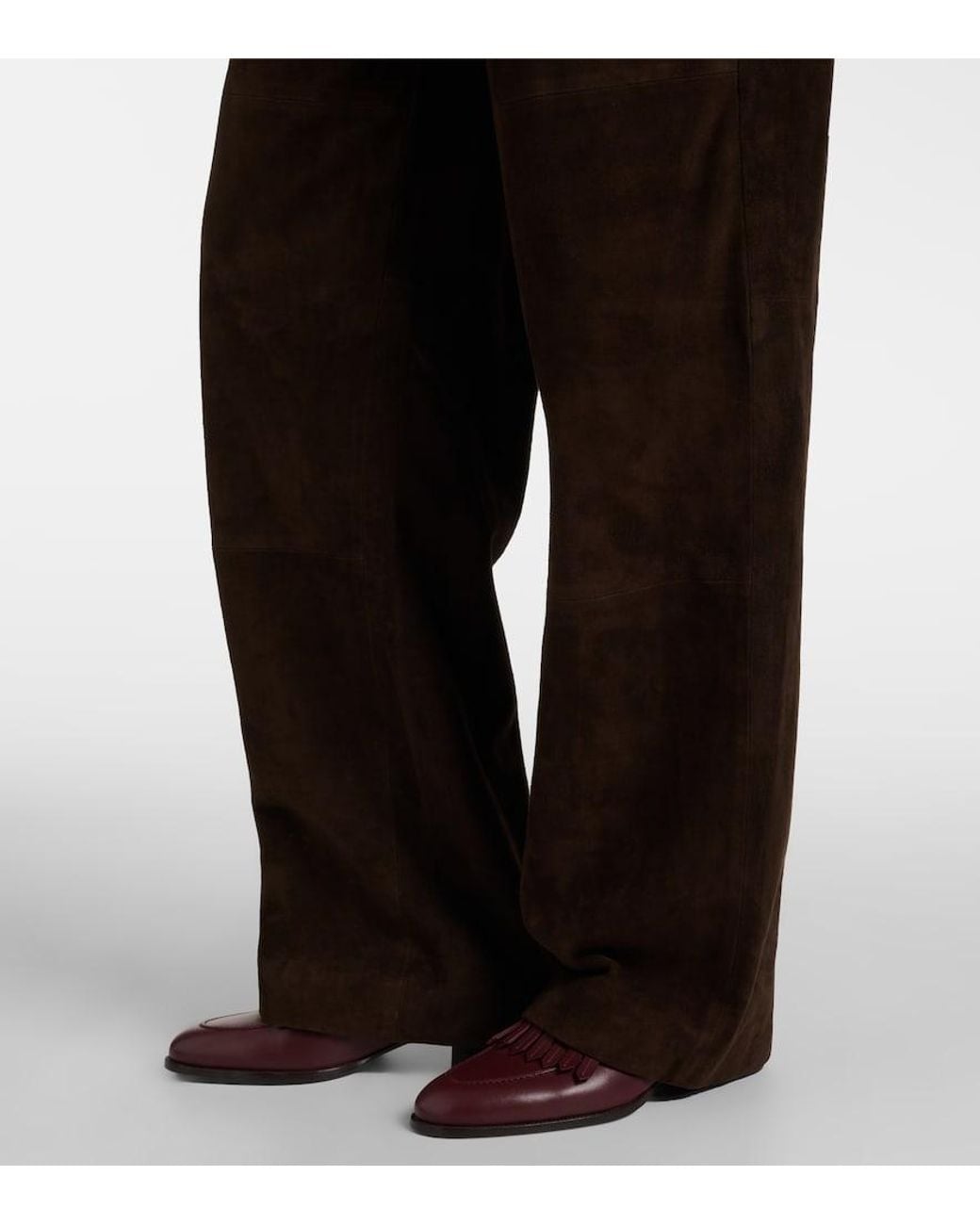 Vince Brown Leather Straight Pants