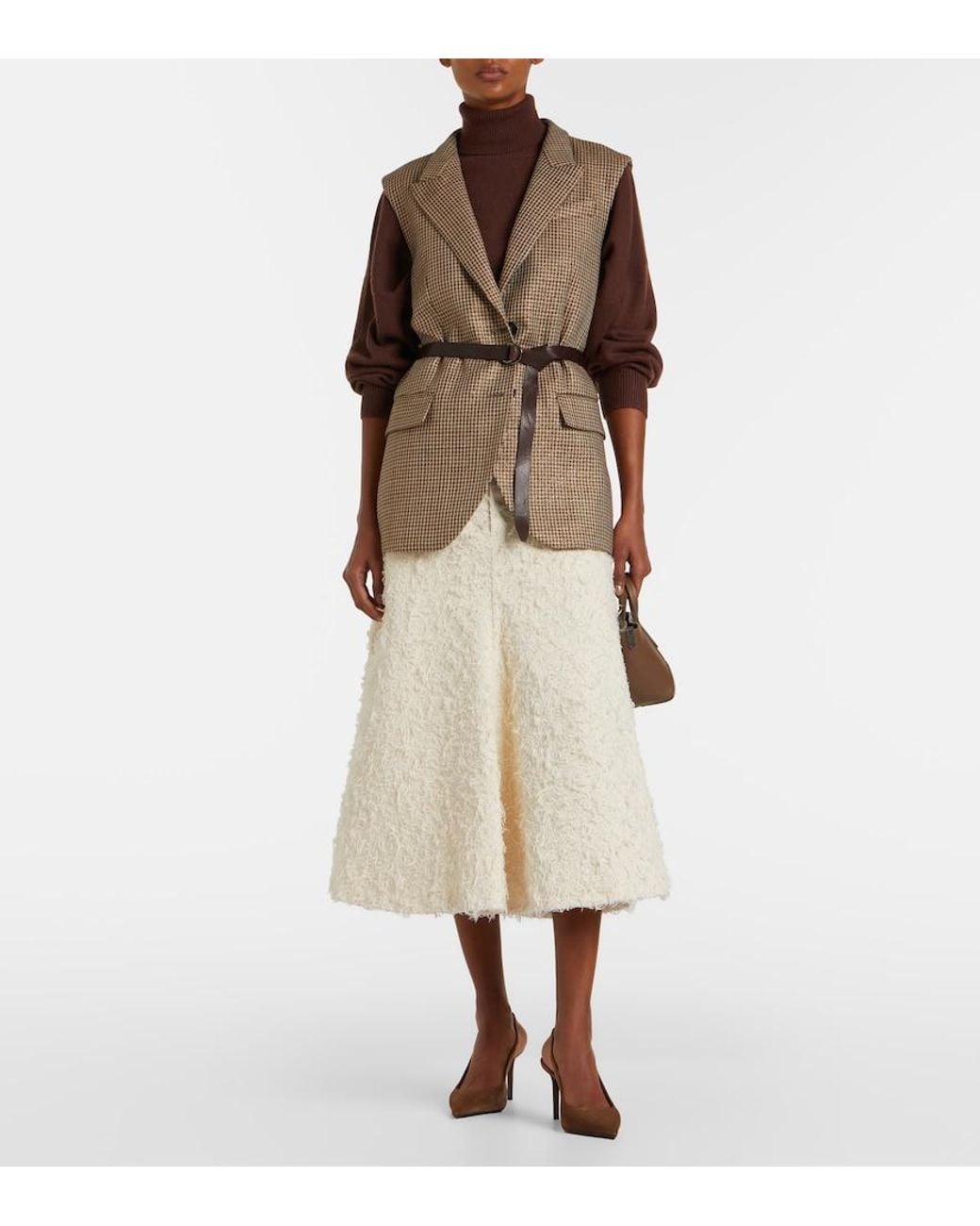 Brunello Cucinelli Brown Monili Suede Slingback Pumps