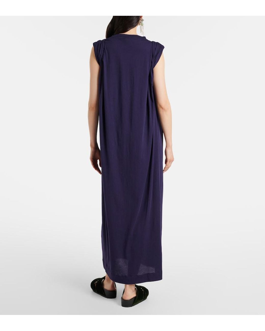 Dries Van Noten Blue Cotton Midi Dress