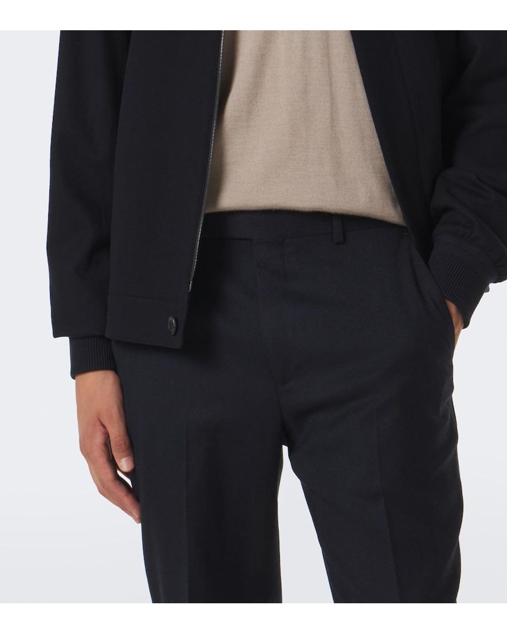 Zegna Blue Wool Slim Pants for men