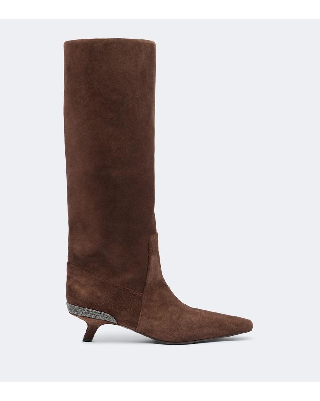 Brunello Cucinelli Brown Monili Suede Knee-High Boots