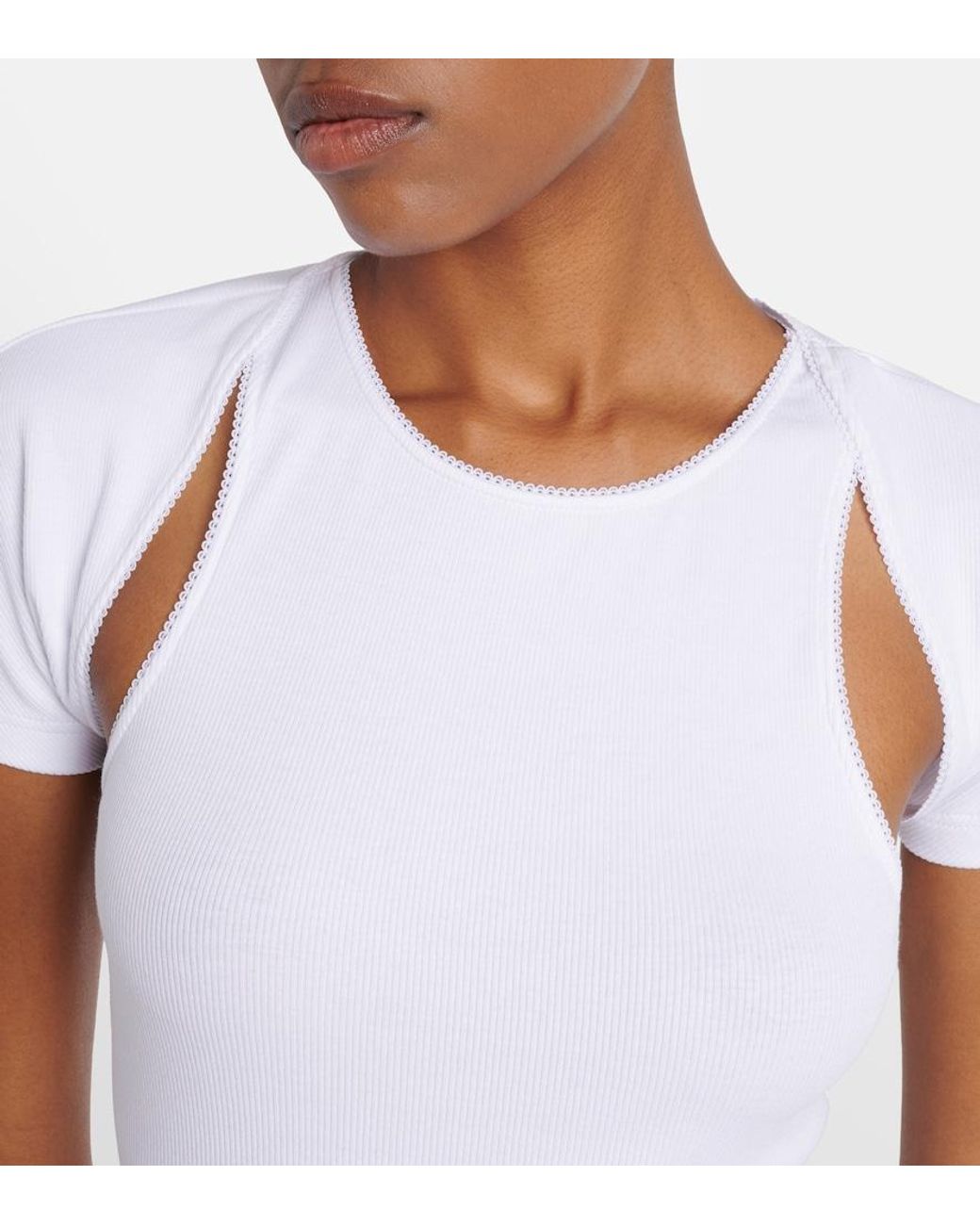 Alaïa White Layered Ribbed-Knit Jersey Top