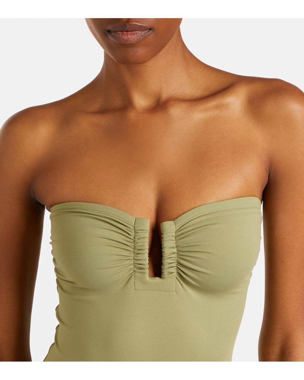 Eres Green Cassiopee Gathered Swimsuit